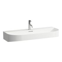 LAUFEN SONAR Umývadlo s tromi otvormi pre batériu, bez prepadu, SaphirKeramik, 1000x420 mm, farba Biela LCC, H8103474001581