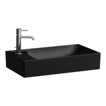 LAUFEN MEDA Umývadlová misa, s armatúrnou doskou vľavo s armatúrovou doskou vľavo, s jedným otvorom pre batériu vľavo, bez prepadu, 600x350 mm, farba Čierna matná, H8121137161131