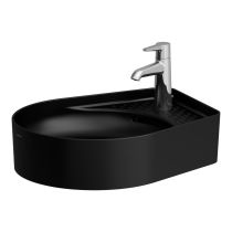 LAUFEN VAL Umývadlová misa, s odkladacou plochou s jedným otvorom pre batériu uprostred s prepadom, SaphirKeramik, 500x400 mm, farba Čierna matná, H8122817161041