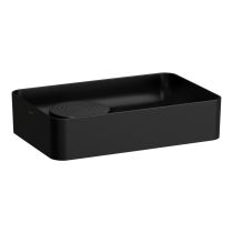 LAUFEN VAL Umývadlová misa, s odkladacou plochou bez otvoru pre batériu, bez prepadu, SaphirKeramik, 550x360 mm, farba Čierna matná, H8122827161121