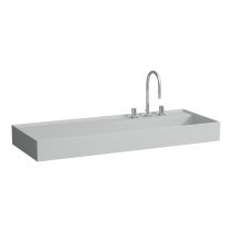LAUFEN Kartell LAUFEN Umývadlo do nábytku, odkladacia plocha vľavo, bez prepadu, vrátane odpadového ventilu s jedným otvorom pre batériu, bez prepadu, SaphirKeramik, 1200x460 mm, farba Šedá mat, H8133337591111