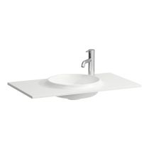 LAUFEN LANI Umývadlo do nábytku 'slim', materiál Marbond s armatúrovou doskou vpravo, s jedným otvorom pre batériu vpravo, bez prepadu, 777x445 mm, farba Biela matná, H8140747571141