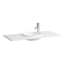 LAUFEN LANI Umývadlo do nábytku 'slim', materiál Marbond s armatúrovou doskou vpravo, s jedným otvorom pre batériu vpravo, bez prepadu, 977x445 mm, farba Biela matná, H8140757571141