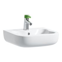 LAUFEN FLORAKIDS Umývadielko s jedným otvorom pre batériu uprostred s prepadom, 450x410 mm, farba Biela a červená, H8150310621041