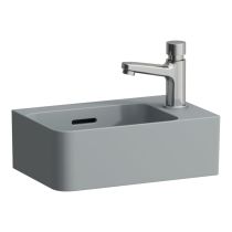 LAUFEN VAL Umývadielko s jedným otvorom pre batériu vpravo s prepadom, SaphirKeramik, 340x220 mm, farba Grafit mat, H8152807581061