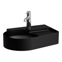 LAUFEN VAL Umývadielko s jedným otvorom pre batériu vpravo s prepadom, SaphirKeramik, 530x400 mm, farba Čierna matná, H8152887161061