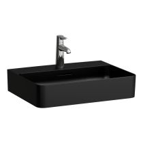 LAUFEN VAL Umývadlo, brúsená spodná hrana s tromi otvormi pre batériu s prepadom, SaphirKeramik, 550x420 mm, farba Čierna matná, H8162827161081