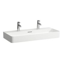 LAUFEN VAL Umývadlo, brúsená spodná hrana s tromi otvormi pre batériu s prepadom, SaphirKeramik, 750x420 mm, farba Biela, H8162850001081