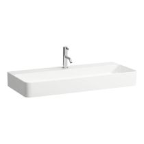 LAUFEN VAL Umývadlo, brúsená spodná hrana s tromi otvormi pre batériu, bez prepadu, SaphirKeramik, 950x420 mm, farba Biela LCC, H8162874001581