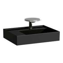 LAUFEN Kartell LAUFEN Umývadlo so skrytým odpadom, odkladacia plocha vľavo, brúsená spodná časť bez otvoru pre batériu, bez prepadu, SaphirKeramik, 600x460 mm, farba Čierna lesklá, H8183350201121
