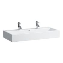 LAUFEN LIVING BY LAUFEN Umývadlo do nábytku s dvoma otvormi pre dve batérie s prepadom, 1000x460 mm, farba Biela, H8184380001071