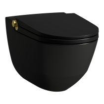 LAUFEN CLEANET RIVA Závesné WC rimless so zabudovanou bidetovou spŕškou, WC sedadlo s poklopom so spomaľovacím mechanizmom, diaľkový ovládač, Čierna matná s brúsenou zlatou 717, 600x395 mm, H8206917170001