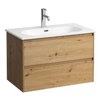 LAUFEN LUA Umývadlo slim so skrinkou 'Lani' 80 cm, s 2 zásuvkami, 800x455x525 mm, Divoký dub 267, H8600872671041