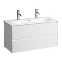 LAUFEN LUA Umývadlo slim so skrinkou 'Lani' 100 cm, s 2 zásuvkami, 1000x455x525 mm, Biela matná 260, H8600882601071