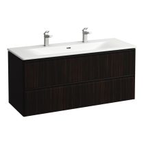 LAUFEN PALACE Umývadlo slim so skrinkou 120 cm, s 2 zásuvkami, vr. deliaceho systému do zásuviek, úchytka z tmavého hliníka (mat), 1200x450x545 mm, Tmavohnedý brest 263, H8617092631071