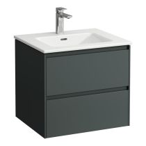 LAUFEN LAUFEN PRO S Umývadlo 'slim' so skrinkou 60 cm, s 2 zásuvkami, vr. deliaceho systému do zásuviek, 600x500x535 mm, Šedá traffic 266, H8649642661041