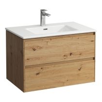 LAUFEN LAUFEN PRO S Umývadlo 'slim' so skrinkou 80 cm, s 2 zásuvkami, vr. deliaceho systému do zásuviek, 800x500x535 mm, Divoký dub 267, H8649652671041