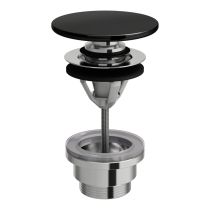 LAUFEN  Odpadový ventil so zátkou click-clack, vrátane keramické krytky SaphirKeramik, 80x80 mm, farba Čierna lesklá, H8981920200001