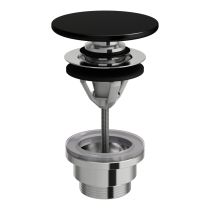 LAUFEN  Odpadový ventil so zátkou click-clack, vrátane keramické krytky SaphirKeramik, 80x80 mm, farba Čierna matná, H8981927160001