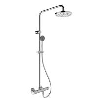 LAUFEN CITYPRO Sprchový stĺp, termostatická batéria, hlavová sprcha s dažďovým efektom, priemer 206 mm, sprchová hadica 1500 mm, ručná sprcha AquaJet mono, Chróm 100, HF500957100600