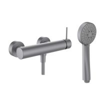 LAUFEN TWINPLUS SLIM Sprchová nástenná páková batéria, so sprchovou hadicou 1500 mm a ručnou sprchou MyTwin100, PVD inox kartáčovaná oceľ 423, HF505450423600