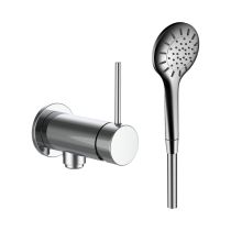 LAUFEN TWINPLUS SLIM Sprchová páková nástenná batéria pre podomietkové teleso Simibox 1-bodové, so sprchovou syntetickou hadicou 1500 mm a ručnou sprchou MyTwin100, Chróm 100, HF505455100000