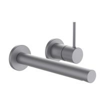 LAUFEN TWINPLUS SLIM Umývadlová páková nástenná batéria pre podomietkové teleso Simibox 2-bodové, pevný výtok 195 mm, PVD inox kartáčovaná oceľ 423, HF505470423000