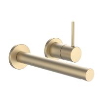 LAUFEN TWINPLUS SLIM Umývadlová páková nástenná batéria pre podomietkové teleso Simibox 2-bodové, pevný výtok 195 mm, PVD svetlo zlatá matná 462, HF505470462000