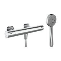 LAUFEN THERM Sprchová nástenná termostatická batéria 150 mm, s flexibilnou sprchovou hadicou Simiflex Zero a ručnou sprchou Stella 80, 1 funkcia, Chróm 100, HF506551100600