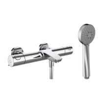 LAUFEN THERM Vaňová nástenná termostatická batéria 150 mm, s flexibilnou sprchovou hadicou Simiflex Zero a ručnou sprchou Stella 80, 1 funkcia , Chróm 100, HF506561100600