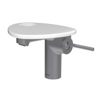 LAUFEN ADA Umývadlová stojánková páková batéria s výtokom 110 mm, bez výpusti, vrátane poličky s otvorom, PVD nerez/biela lesklá 501, HF506702501000