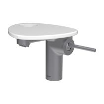 LAUFEN ADA Umývadlová stojánková páková batéria s výtokom 110 mm, bez výpusti, vrátane poličky s otvorom, PVD nerez/biela matná 502, HF506702502000