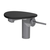 LAUFEN ADA Umývadlová stojánková páková batéria s výtokom 110 mm, bez výpusti, vrátane poličky bez otvoru, PVD nerez/čierna matná 503, HF506702503060