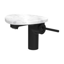 LAUFEN ADA Umývadlová stojánková páková batéria s výtokom 110 mm, bez výpusti, vrátane poličky bez otvoru, PVD čierna/mramor biely 515, HF506702515060