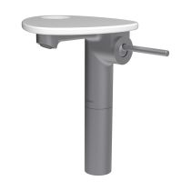 LAUFEN ADA Umývadlová stojánková páková batéria vysoká s výtokom 110 mm, bez výpusti, vrátane poličky s otvorom, PVD nerez/biela matná 502, HF506714502000