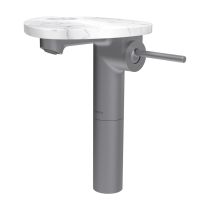 LAUFEN ADA Umývadlová stojánková páková batéria vysoká s výtokom 110 mm, bez výpusti, vrátane poličky s otvorom, PVD nerez/mramor biely 505, HF506714505000