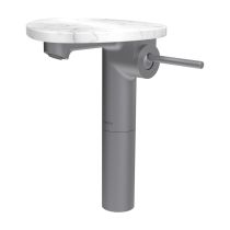 LAUFEN ADA Umývadlová stojánková páková batéria vysoká s výtokom 110 mm, bez výpusti, vrátane poličky bez otvoru, PVD nerez/mramor biely 505, HF506714505060