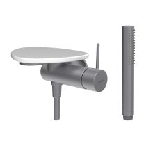 LAUFEN ADA Sprchová podomietková páková batéria pre 1-bodový Simibox, s ručnou sprchou a hadicou, vrátane poličky bez otvoru, PVD nerez/biela lesklá 501, HF506755501060