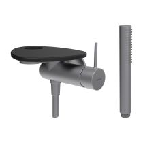 LAUFEN ADA Sprchová podomietková páková batéria pre 1-bodový Simibox, s ručnou sprchou a hadicou, vrátane poličky s otvorom, PVD nerez/kávová matná 504, HF506755504000