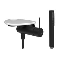 LAUFEN ADA Sprchová podomietková páková batéria pre 1-bodový Simibox, s ručnou sprchou a hadicou, vrátane poličky s otvorom, PVD čierna/biela lesklá 511, HF506755511000