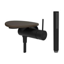 LAUFEN ADA Sprchová podomietková páková batéria pre 1-bodový Simibox, s ručnou sprchou a hadicou, vrátane poličky bez otvoru, PVD čierna/kávová matná 514, HF506755514060