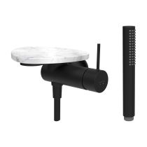 LAUFEN ADA Sprchová podomietková páková batéria pre 1-bodový Simibox, s ručnou sprchou a hadicou, vrátane poličky bez otvoru, PVD čierna/mramor biely 515, HF506755515060