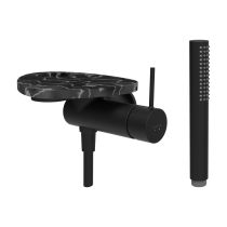 LAUFEN ADA Sprchová podomietková páková batéria pre 1-bodový Simibox, s ručnou sprchou a hadicou, vrátane poličky s otvorom, PVD čierna/mramor čierny 516, HF506755516000