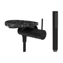 LAUFEN ADA Sprchová podomietková páková batéria pre 1-bodový Simibox, s ručnou sprchou a hadicou, vrátane poličky bez otvoru, PVD čierna/mramor čierny 516, HF506755516060