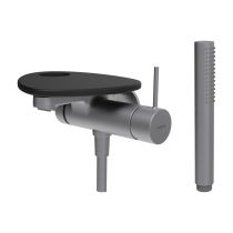 LAUFEN ADA Vaňová podomietková páková batéria pre 1-bodový Simibox, s ručnou sprchou a hadicou, vrátane poličky s otvorom, PVD nerez/čierna matná 503, HF506765503000