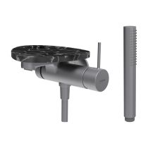 LAUFEN ADA Vaňová podomietková páková batéria pre 1-bodový Simibox, s ručnou sprchou a hadicou, vrátane poličky s otvorom, PVD nerez/mramor čierny 506, HF506765506000