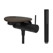 LAUFEN ADA Vaňová podomietková páková batéria pre 1-bodový Simibox, s ručnou sprchou a hadicou, vrátane poličky s otvorom, PVD čierna/kávová matná 514, HF506765514000