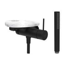 LAUFEN ADA Vaňová podomietková páková batéria pre 1-bodový Simibox, s ručnou sprchou a hadicou, vrátane poličky s otvorom, PVD čierna/mramor biely 515, HF506765515000