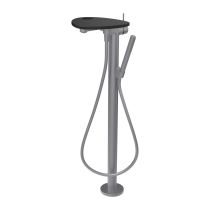 LAUFEN ADA Vaňová páková batéria, vrátane ručnej sprchy a hadice, montáž na podlahu, vrátane poličky s otvorom, PVD nerez/čierna matná 503, HF506781503000