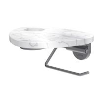 LAUFEN ADA Držiak WC papiera vrátane poličky s otvorom, PVD nerez/mramor biely 505, HF506791505000